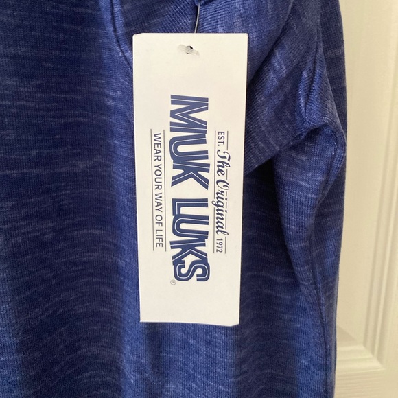 NWT Muk Luks Pajama Set Blue top with Penguin Fleece Pants - Picture 10 of 10